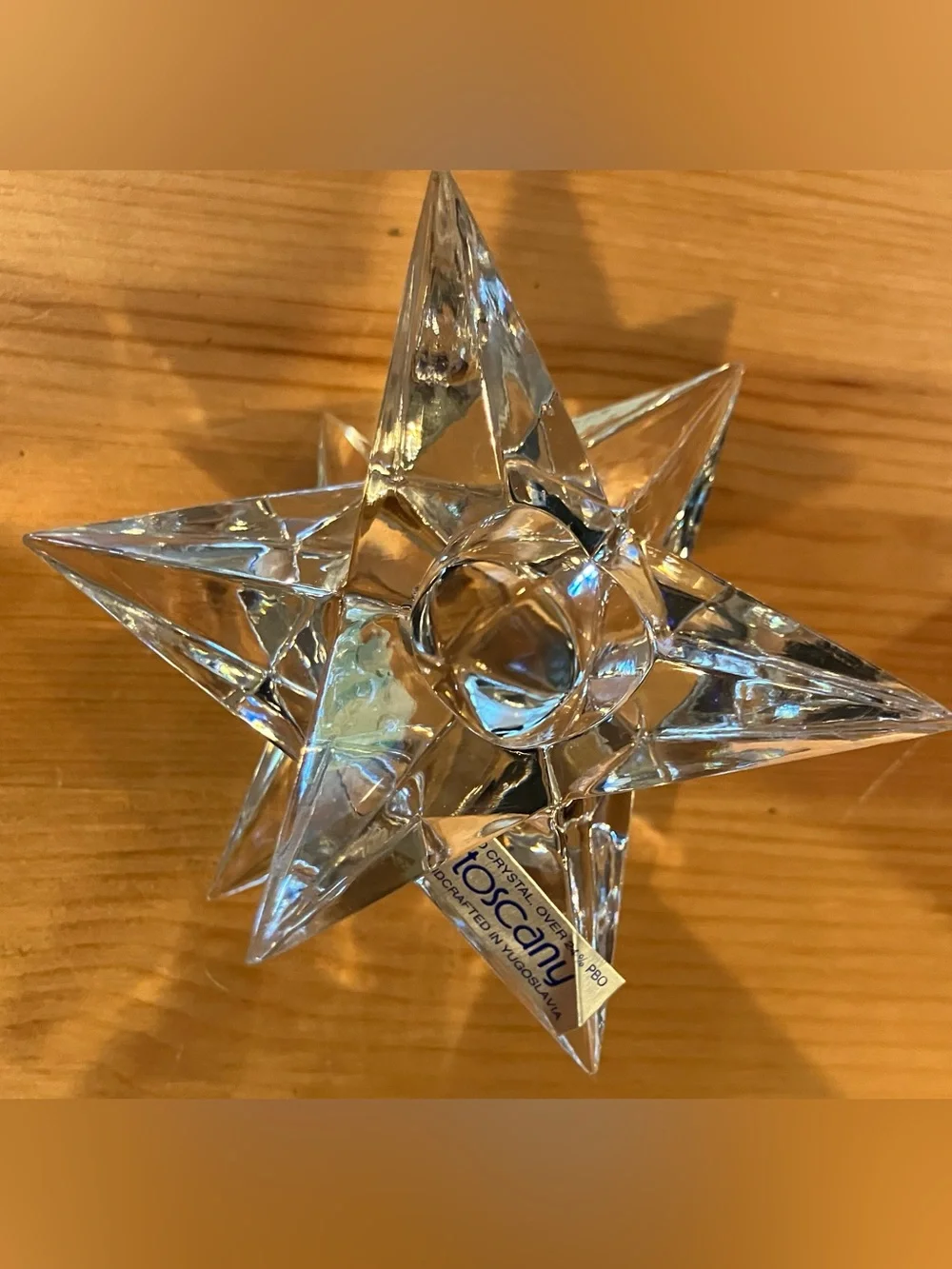 EUC The Toscany Collection 24% Lead Clear Crystal Star Candle Holder 4” 9 point